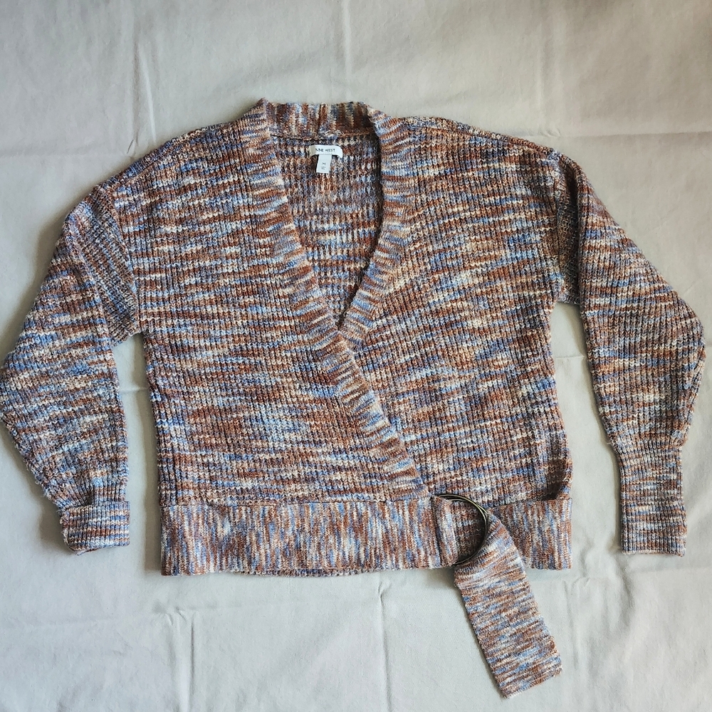 Nine West V-neck Adjustable Wrap Waist Cardigan